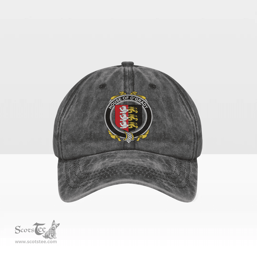 Irish House of O GRADY Coat of Arms Family Crest Ireland Denim Cap