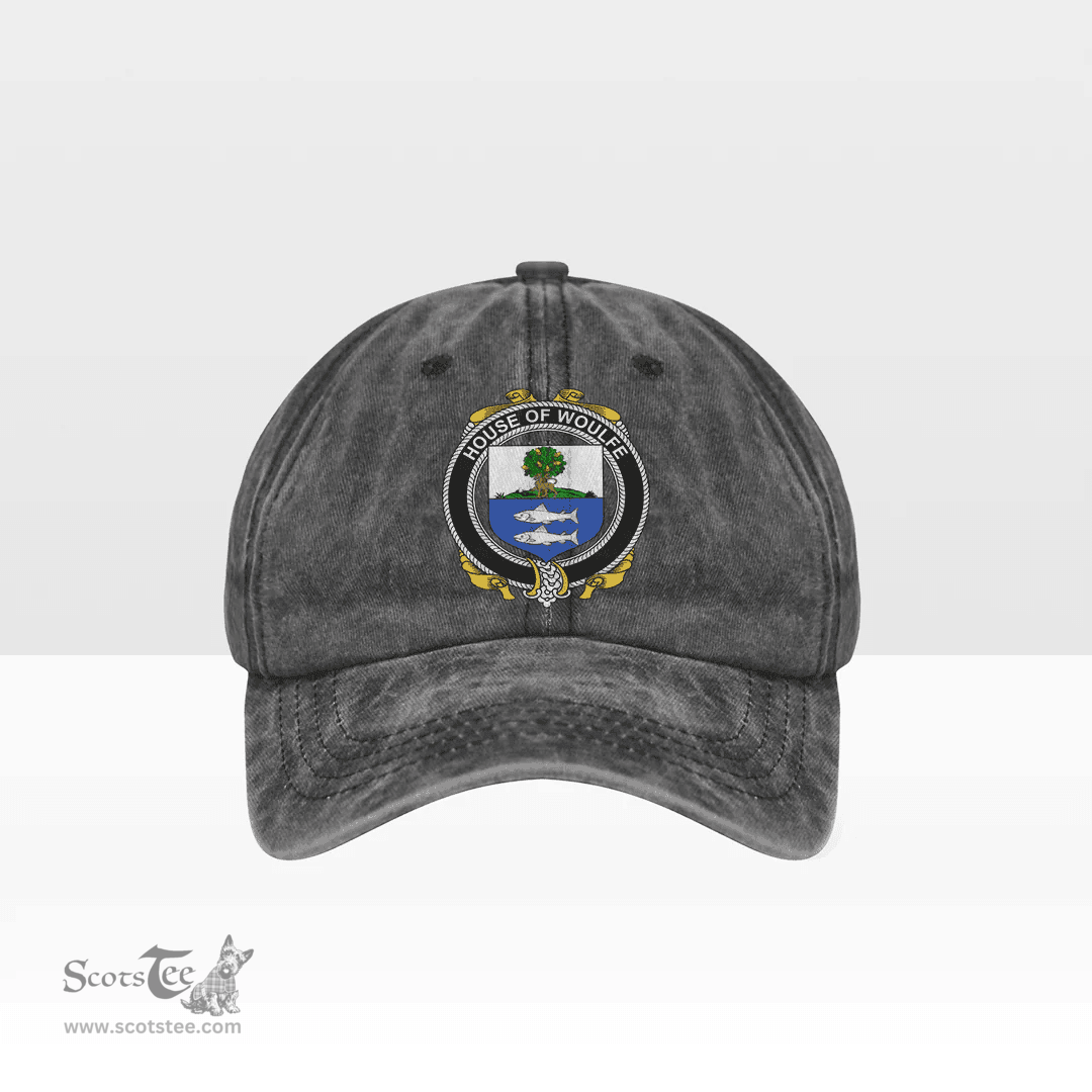Irish House of WOULFE Coat of Arms Family Crest Ireland Denim Cap