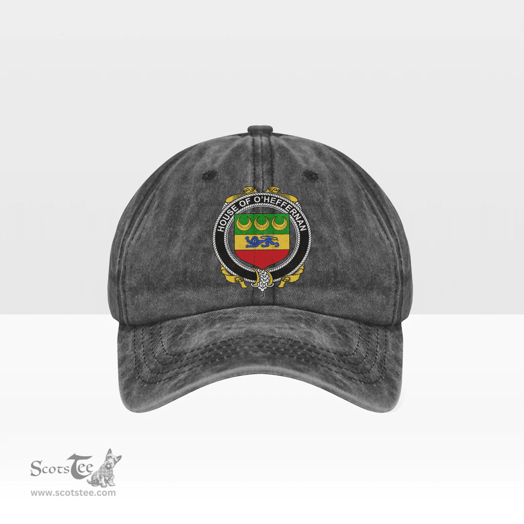 Irish House of O HEFFERNAN Coat of Arms Family Crest Ireland Denim Cap