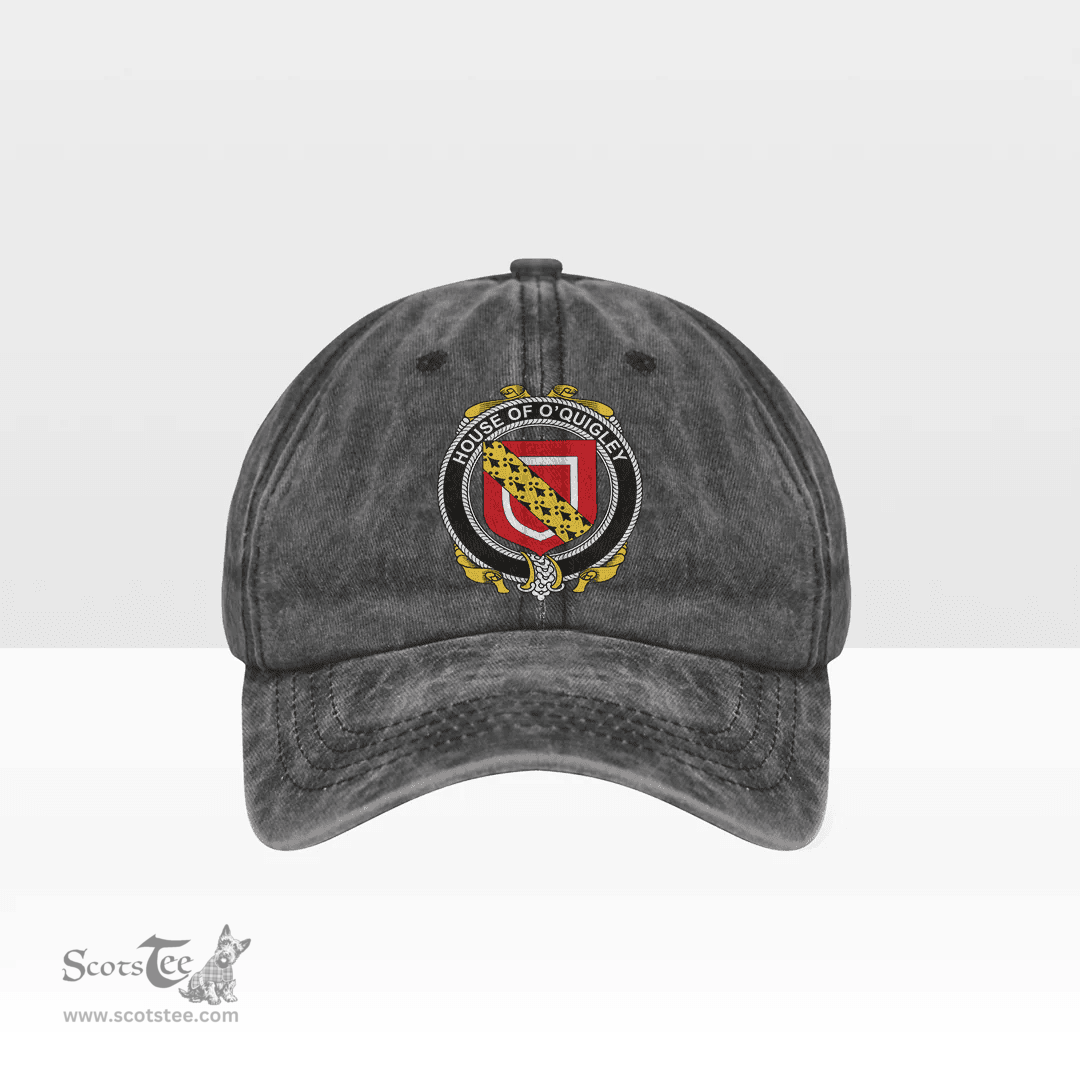Irish House of O QUIGLEY Coat of Arms Family Crest Ireland Denim Cap