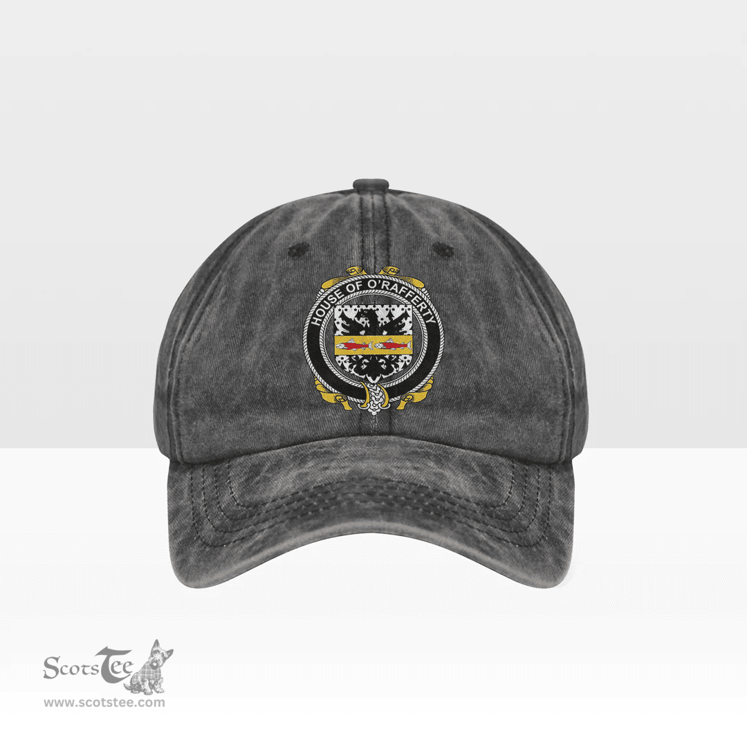 Irish House of O RAFFERTY Coat of Arms Family Crest Ireland Denim Cap