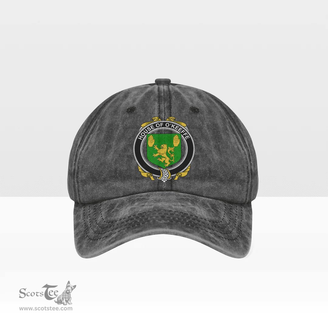 Irish House of O KEEFFE Coat of Arms Family Crest Ireland Denim Cap