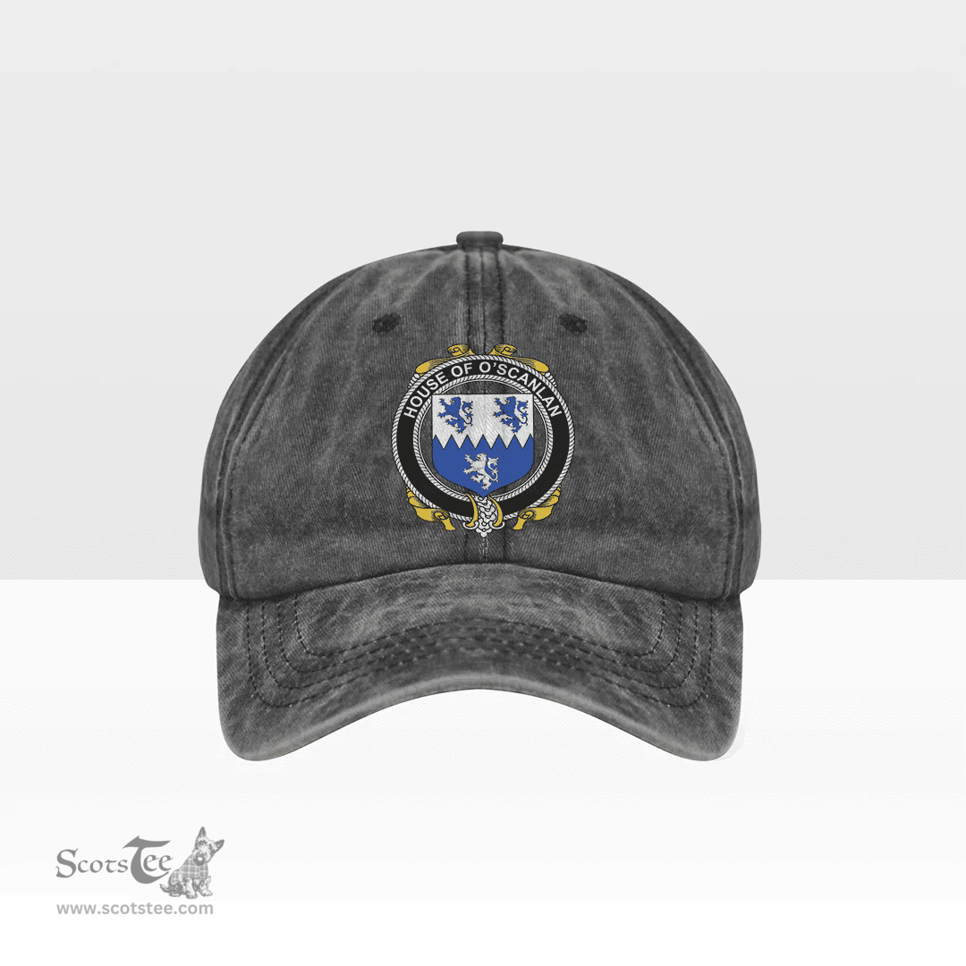 Irish House of O SCANLAN (Munster) Coat of Arms Family Crest Ireland Denim Cap