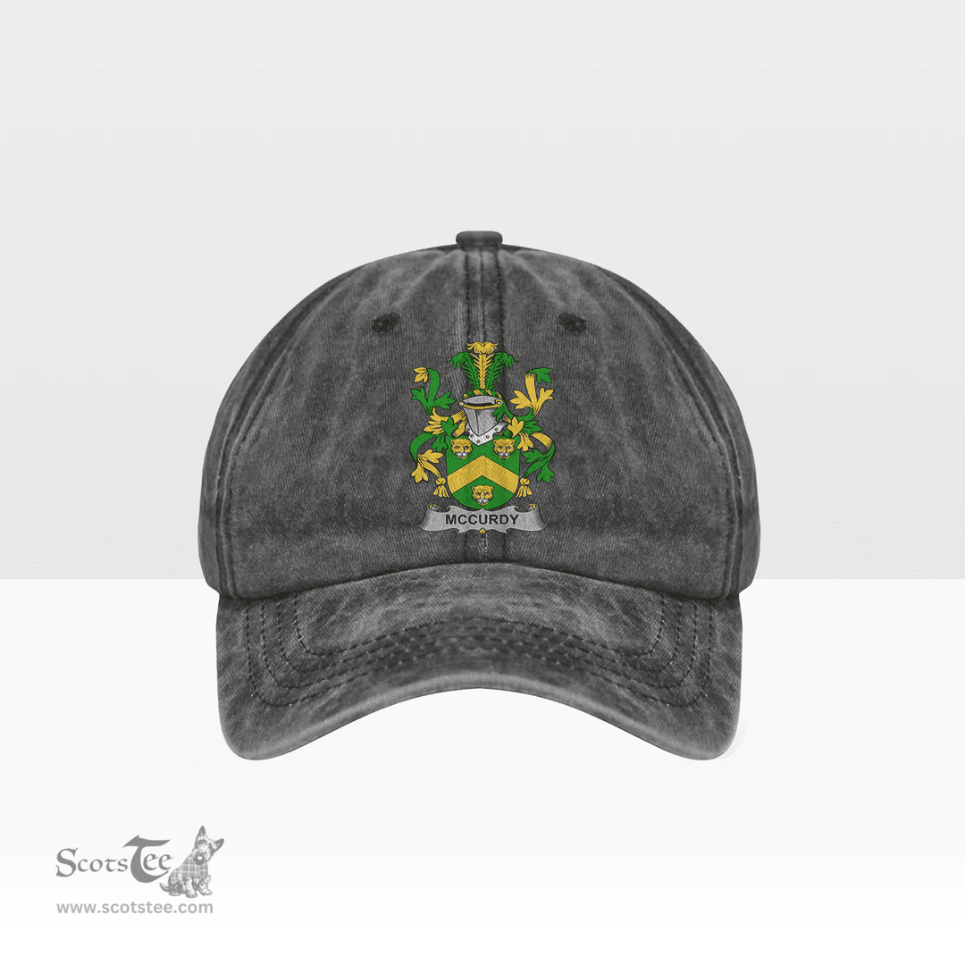 Irish McCurdy or Curdy Coat of Arms Family Crest Ireland Denim Cap