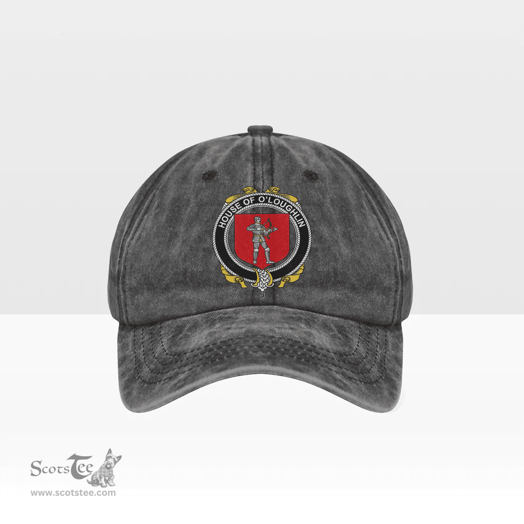 Irish House of O LOUGHLIN Coat of Arms Family Crest Ireland Denim Cap