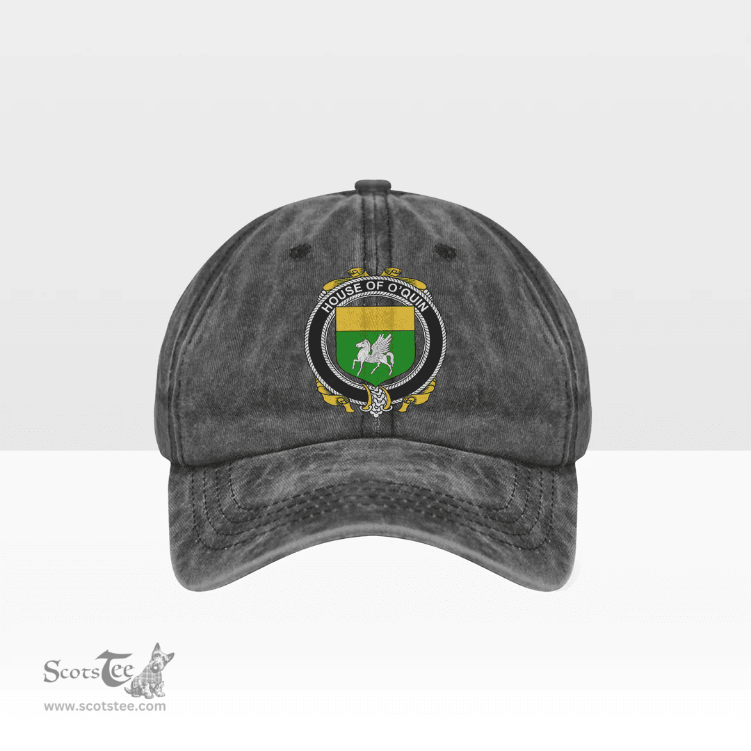 Irish House of O QUIN (Annaly) Coat of Arms Family Crest Ireland Denim Cap
