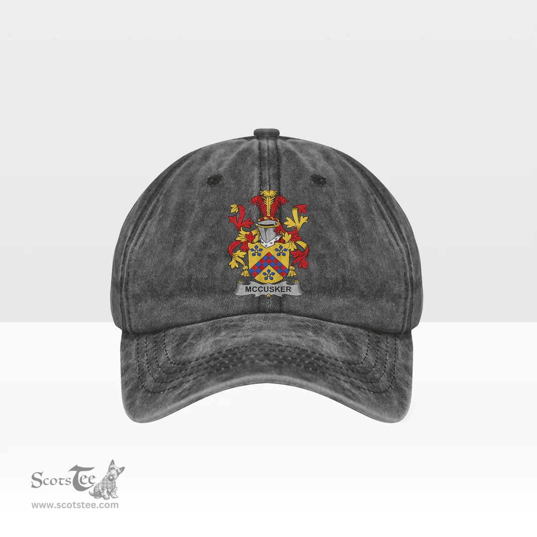 Irish McCusker or Cosker Coat of Arms Family Crest Ireland Denim Cap