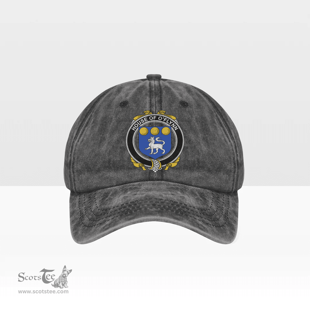 Irish House of O FLYNN Coat of Arms Family Crest Ireland Denim Cap