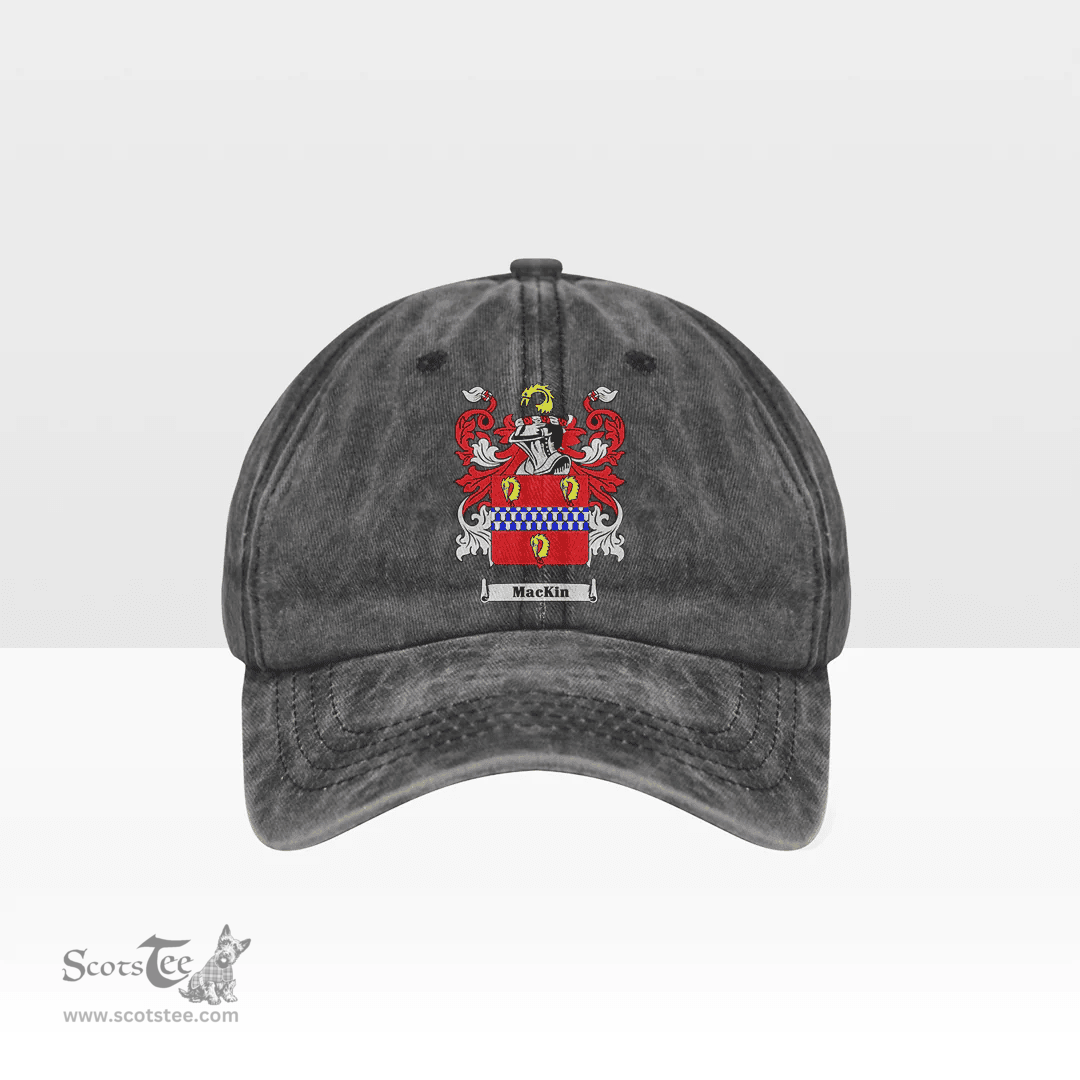 Irish Mackin Coat of Arms Family Crest Ireland Denim Cap
