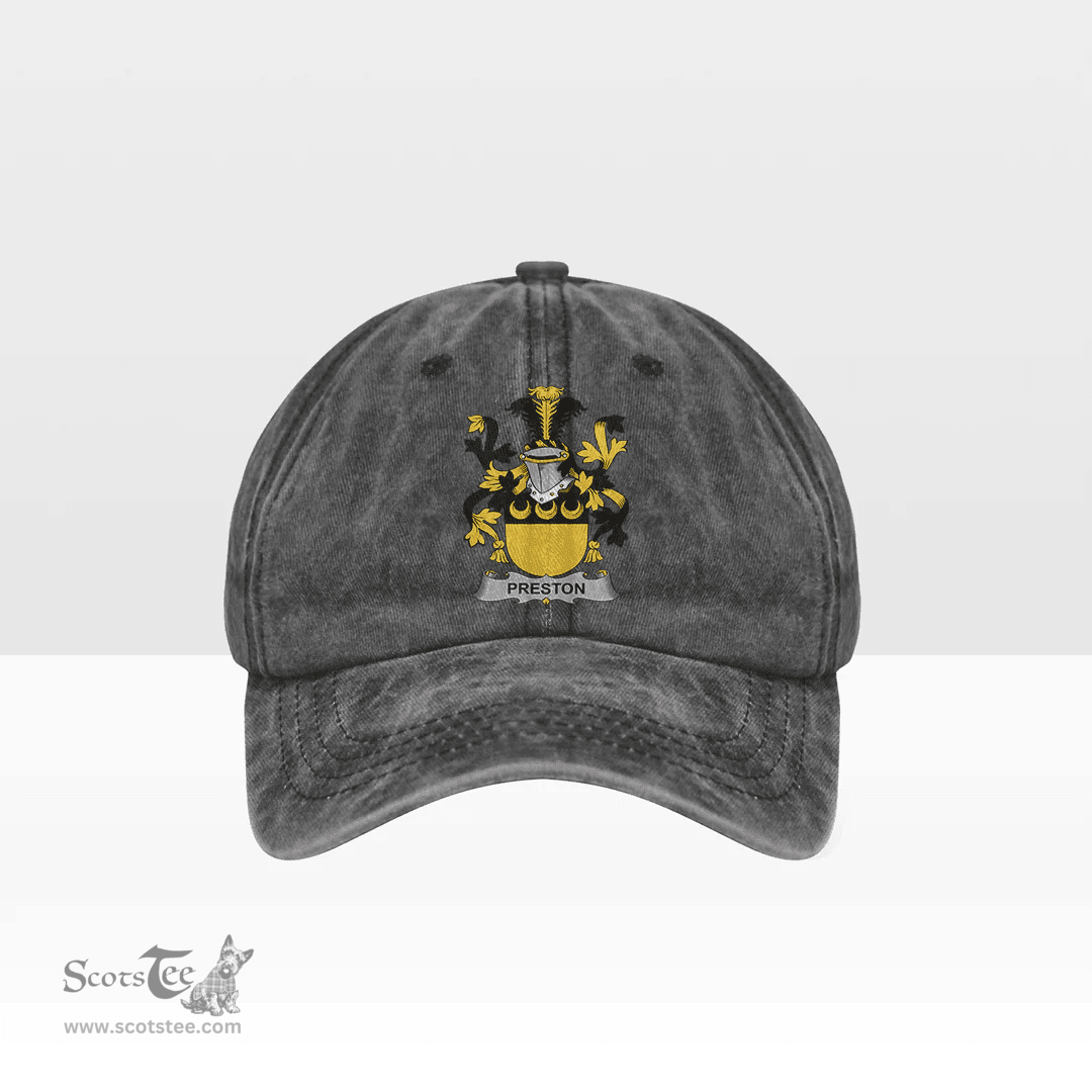 Irish Preston Coat of Arms Family Crest Ireland Denim Cap