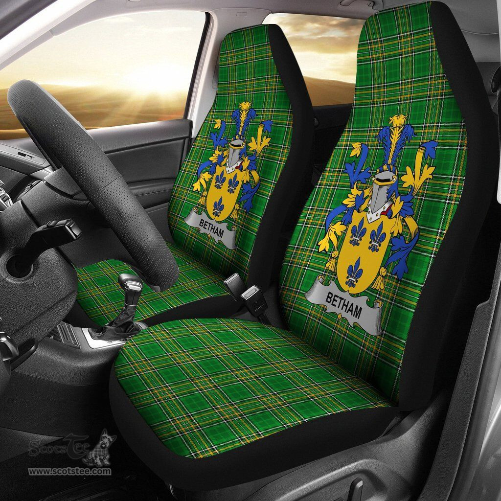 Irish Betham Coat of Arms Family Crest Ireland Car Seat Cover Irish National Tartan Irish County Car Seat Cover