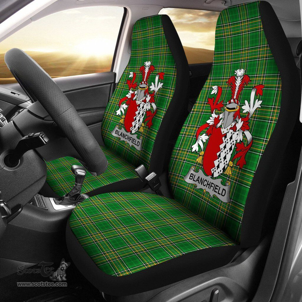 Irish Blanchfield Coat of Arms Family Crest Ireland Car Seat Cover Irish National Tartan Irish County Car Seat Cover
