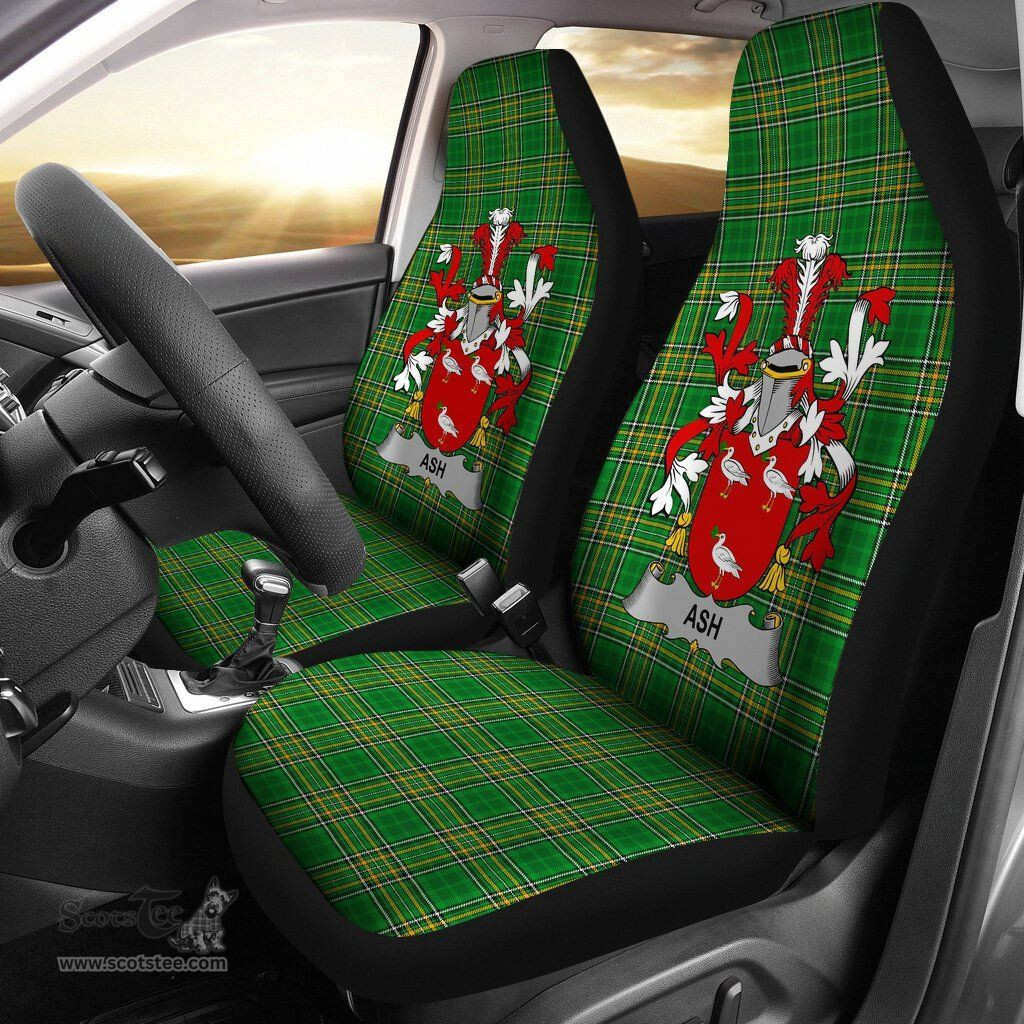 Irish Ash Coat of Arms Family Crest Ireland Car Seat Cover Irish National Tartan Irish County Car Seat Cover