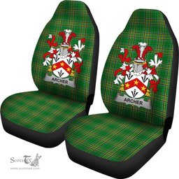 Irish Archer Coat of Arms Family Crest Ireland Car Seat Cover Irish National Tartan Irish County Car Seat Cover