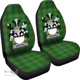 Irish Burton Coat of Arms Family Crest Ireland Car Seat Cover Irish National Tartan Irish County Car Seat Cover