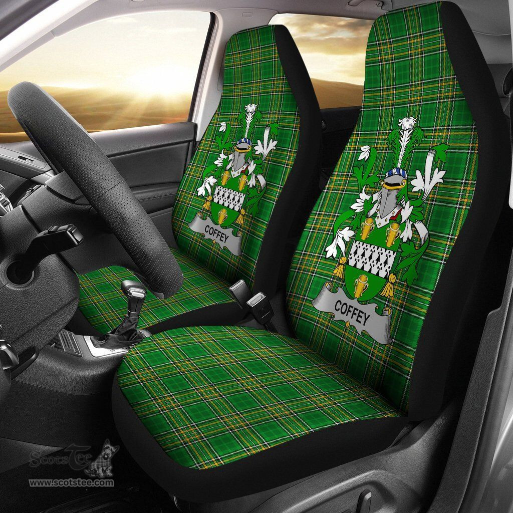 Irish Coffey or O'Coffey Coat of Arms Family Crest Ireland Car Seat Cover Irish National Tartan Irish County Car Seat Cover