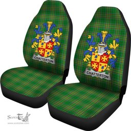 Irish Chatterton Coat of Arms Family Crest Ireland Car Seat Cover Irish National Tartan Irish County Car Seat Cover