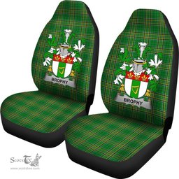 Irish Brophy or O'Brophy Coat of Arms Family Crest Ireland Car Seat Cover Irish National Tartan Irish County Car Seat Cover