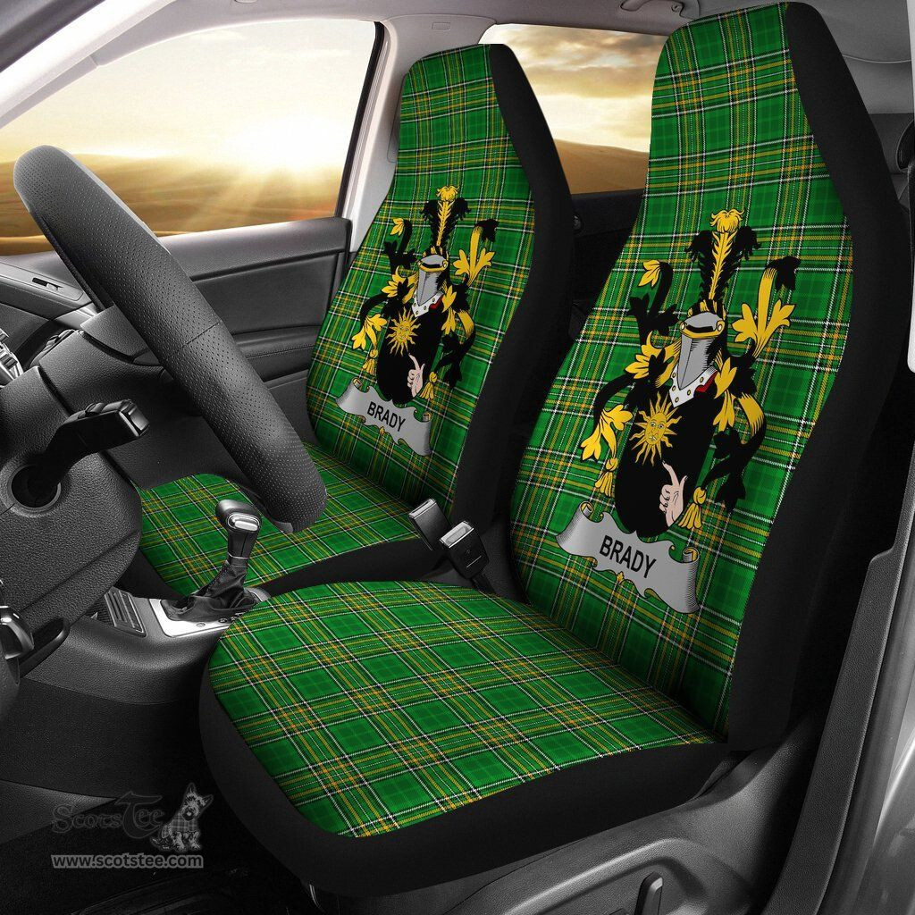 Irish Brady or McBrady Coat of Arms Family Crest Ireland Car Seat Cover Irish National Tartan Irish County Car Seat Cover
