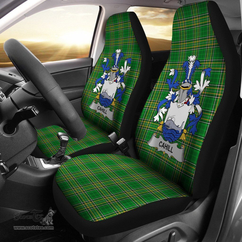 Irish Cahill or O'Cahill Coat of Arms Family Crest Ireland Car Seat Cover Irish National Tartan Irish County Car Seat Cover