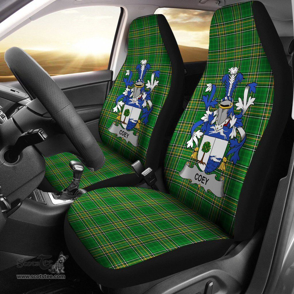 Irish Coey or McCoey Coat of Arms Family Crest Ireland Car Seat Cover Irish National Tartan Irish County Car Seat Cover
