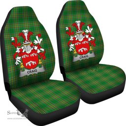 Irish Craig Coat of Arms Family Crest Ireland Car Seat Cover Irish National Tartan Irish County Car Seat Cover