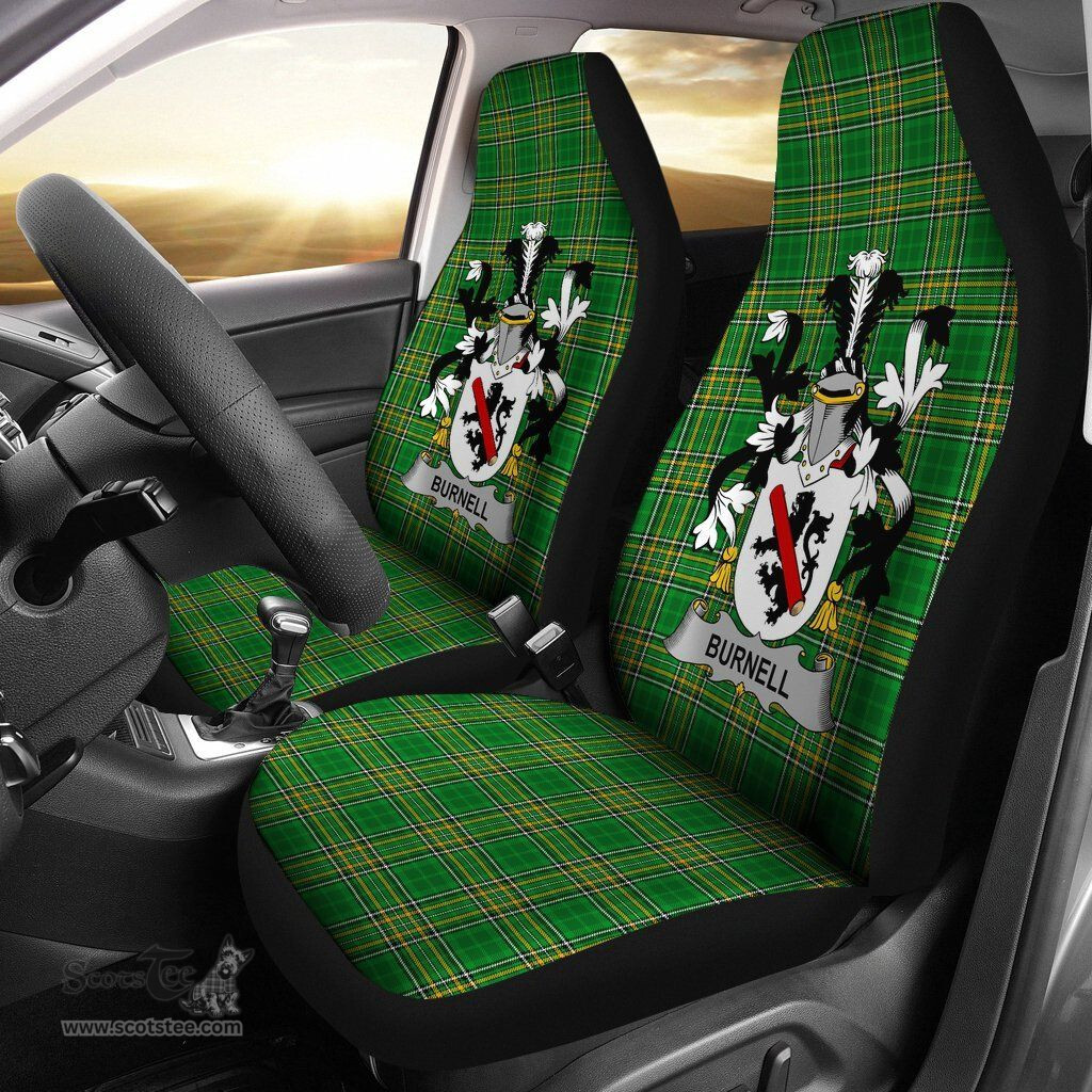 Irish Burnell Coat of Arms Family Crest Ireland Car Seat Cover Irish National Tartan Irish County Car Seat Cover