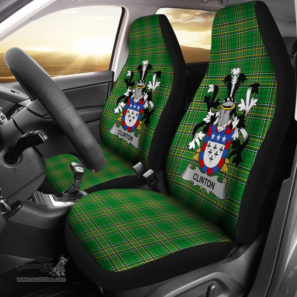 Irish Clinton Coat of Arms Family Crest Ireland Car Seat Cover Irish National Tartan Irish County Car Seat Cover