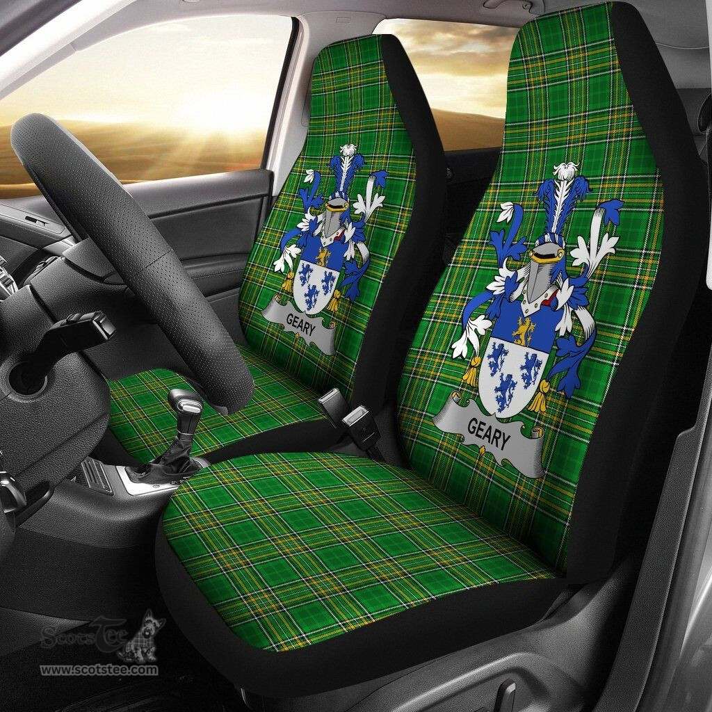 Irish Geary or O'Geary Coat of Arms Family Crest Ireland Car Seat Cover Irish National Tartan Irish County Car Seat Cover
