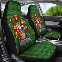 Irish Graves or Greaves Coat of Arms Family Crest Ireland Car Seat Cover Irish National Tartan Irish County Car Seat Cover