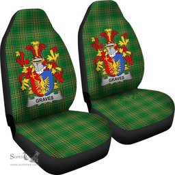 Irish Graves or Greaves Coat of Arms Family Crest Ireland Car Seat Cover Irish National Tartan Irish County Car Seat Cover