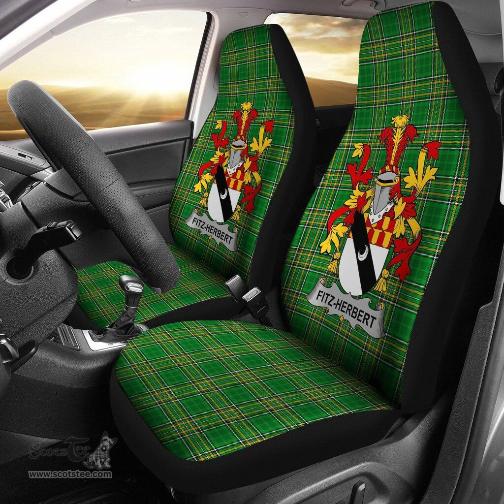 Irish Fitz-Herbert Coat of Arms Family Crest Ireland Car Seat Cover Irish National Tartan Irish County Car Seat Cover