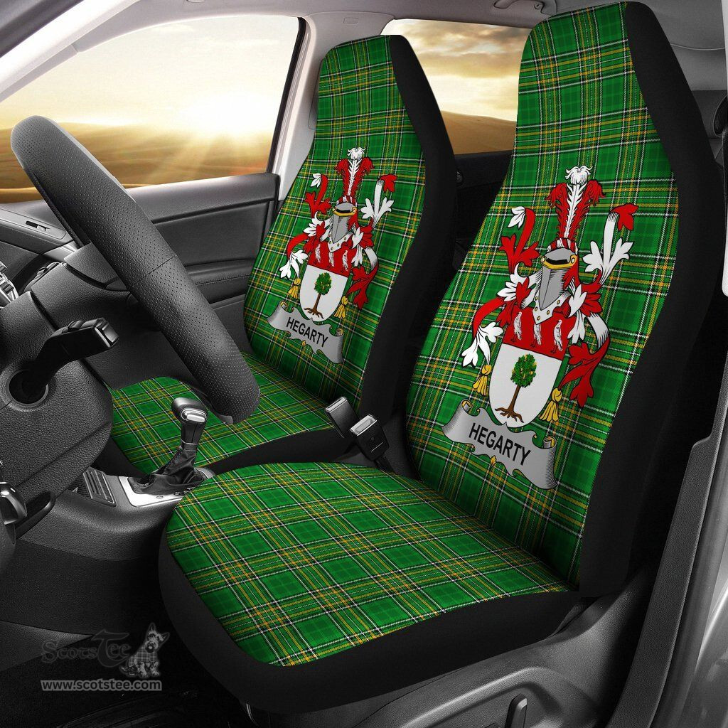 Irish Hegarty or O'Hagerty Coat of Arms Family Crest Ireland Car Seat Cover Irish National Tartan Irish County Car Seat Cover