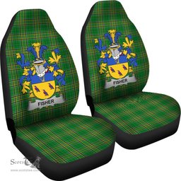 Irish Fisher Coat of Arms Family Crest Ireland Car Seat Cover Irish National Tartan Irish County Car Seat Cover