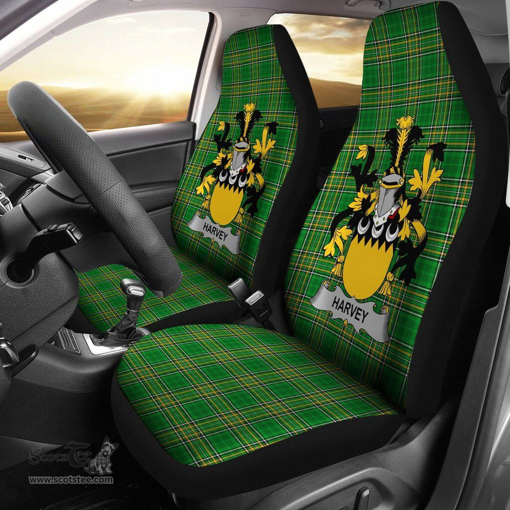 Irish Harvey or Hervey Coat of Arms Family Crest Ireland Car Seat Cover Irish National Tartan Irish County Car Seat Cover