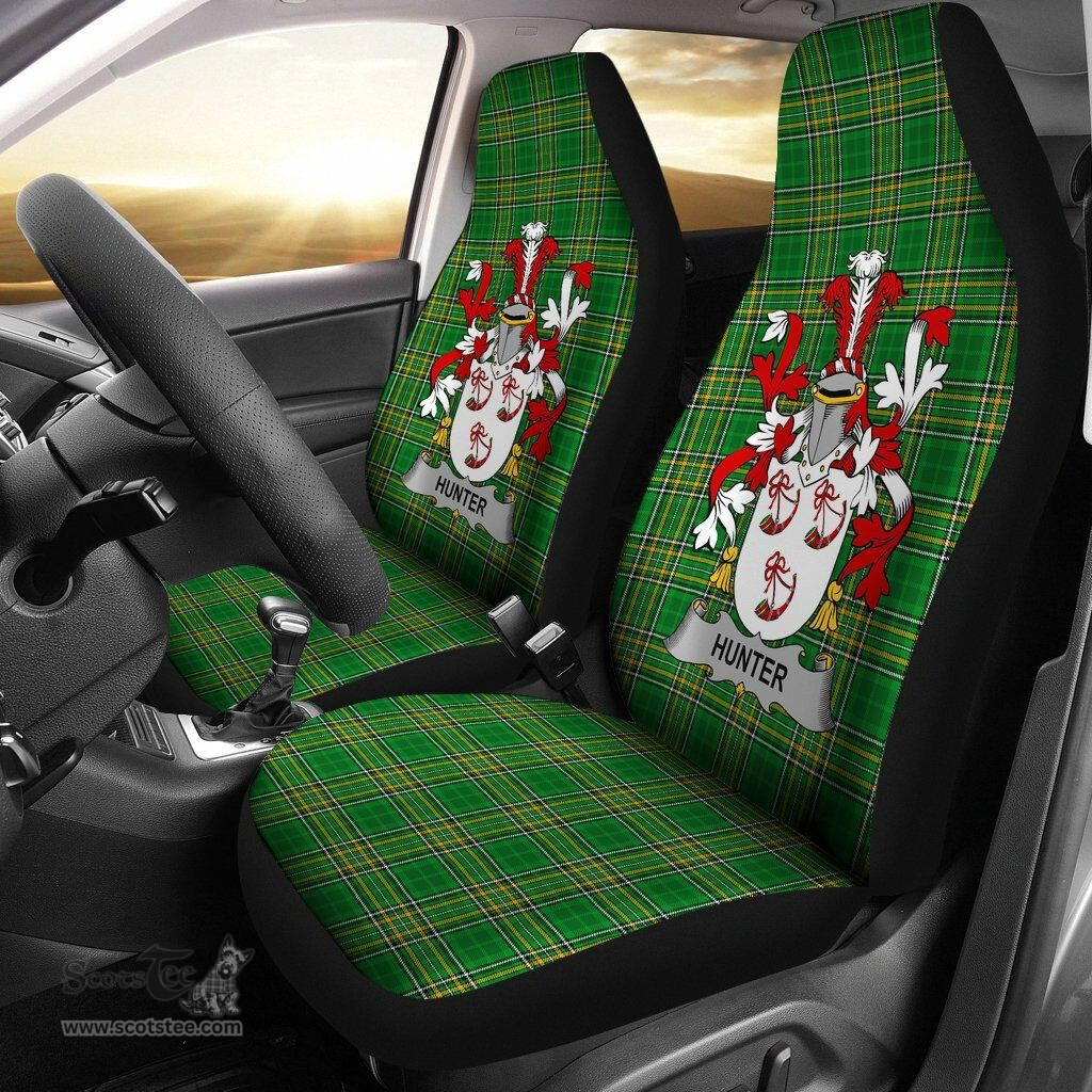 Irish Hunter Coat of Arms Family Crest Ireland Car Seat Cover Irish National Tartan Irish County Car Seat Cover
