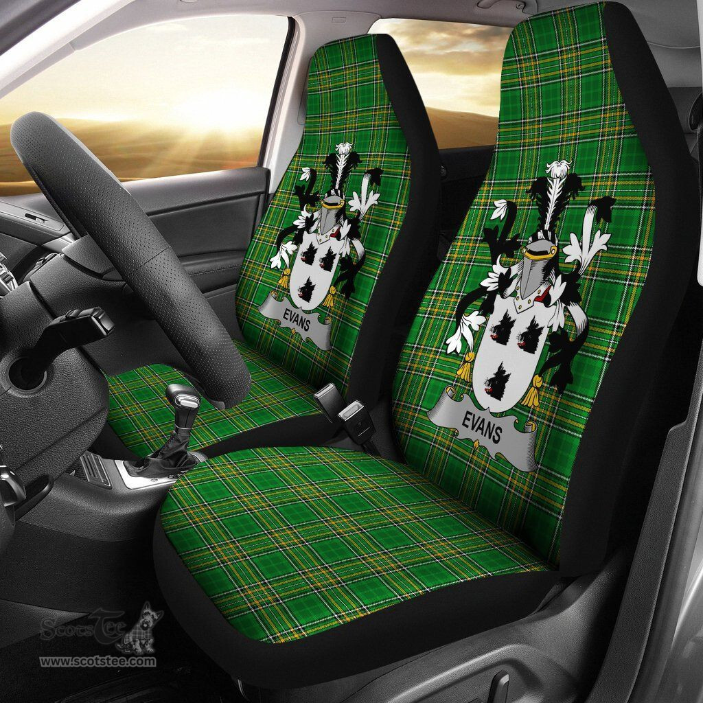 Irish Evans Coat of Arms Family Crest Ireland Car Seat Cover Irish National Tartan Irish County Car Seat Cover