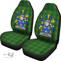 Irish Greene Coat of Arms Family Crest Ireland Car Seat Cover Irish National Tartan Irish County Car Seat Cover