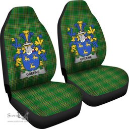 Irish Greene Coat of Arms Family Crest Ireland Car Seat Cover Irish National Tartan Irish County Car Seat Cover