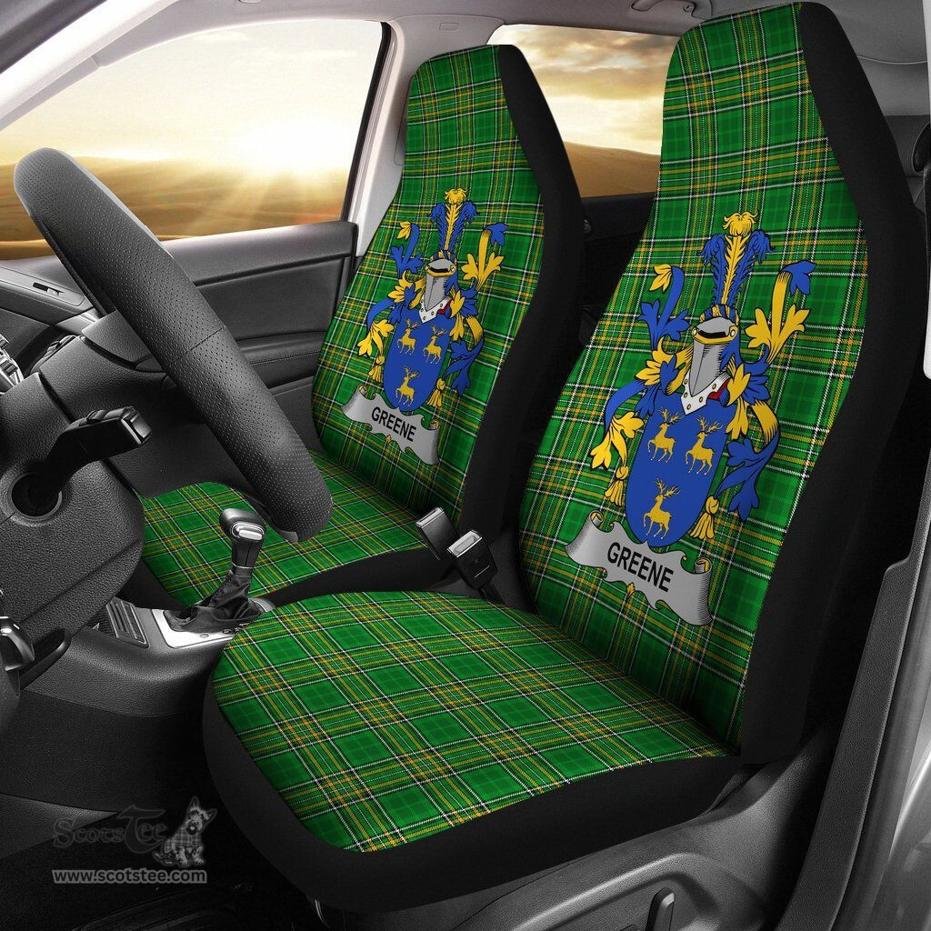 Irish Greene Coat of Arms Family Crest Ireland Car Seat Cover Irish National Tartan Irish County Car Seat Cover