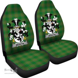 Irish Mervyn Coat of Arms Family Crest Ireland Car Seat Cover Irish National Tartan Irish County Car Seat Cover