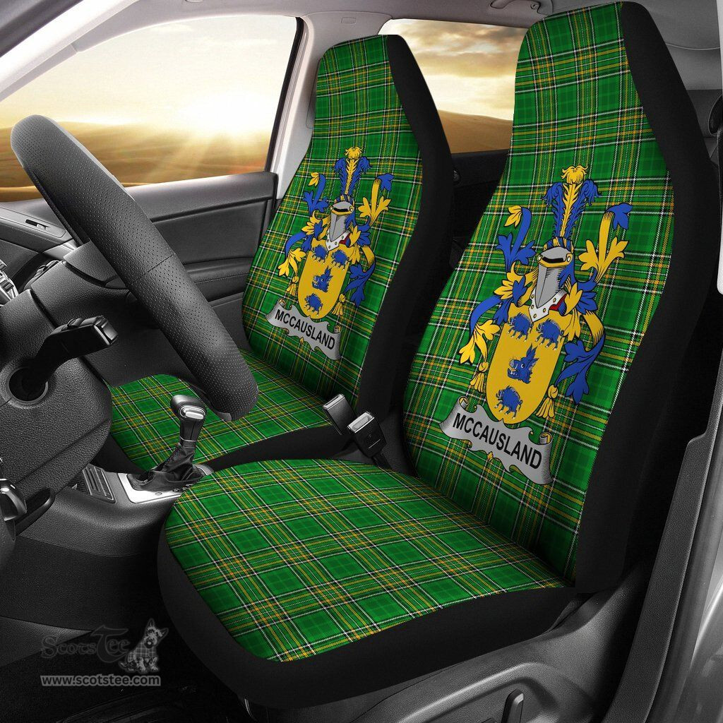 Irish McCausland Coat of Arms Family Crest Ireland Car Seat Cover Irish National Tartan Irish County Car Seat Cover