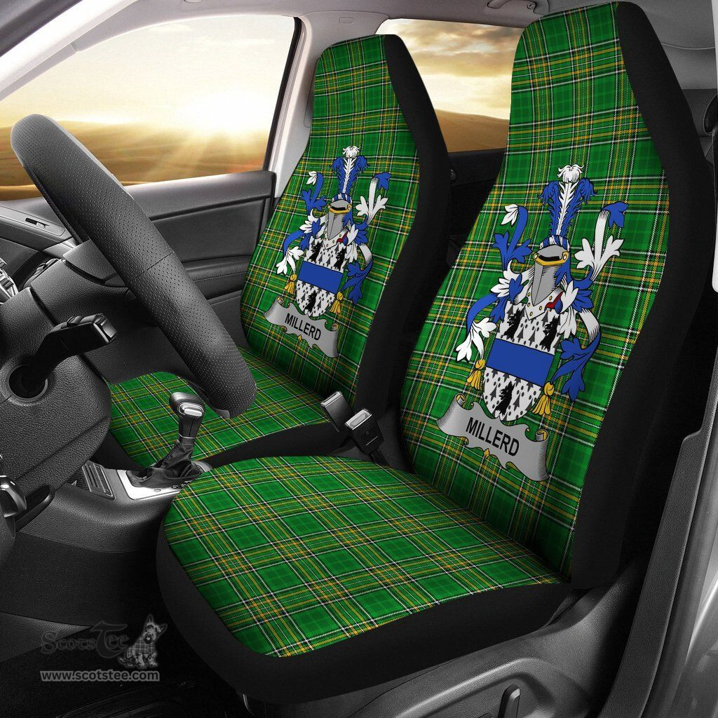 Irish Millerd Coat of Arms Family Crest Ireland Car Seat Cover Irish National Tartan Irish County Car Seat Cover