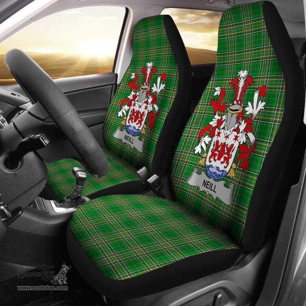 Irish Neill or O'Neill Coat of Arms Family Crest Ireland Car Seat Cover Irish National Tartan Irish County Car Seat Cover
