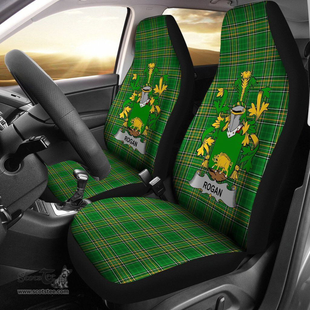 Irish Rogan or O'Rogan Coat of Arms Family Crest Ireland Car Seat Cover Irish National Tartan Irish County Car Seat Cover