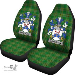 Irish Lonergan or O'Lonergan Coat of Arms Family Crest Ireland Car Seat Cover Irish National Tartan Irish County Car Seat Cover