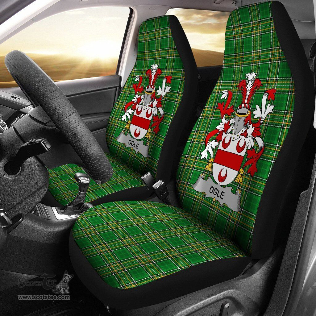 Irish Ogle Coat of Arms Family Crest Ireland Car Seat Cover Irish National Tartan Irish County Car Seat Cover