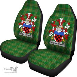Irish Micklethwait Coat of Arms Family Crest Ireland Car Seat Cover Irish National Tartan Irish County Car Seat Cover
