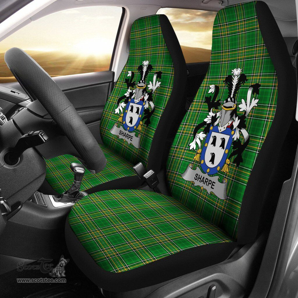Irish Sharpe Coat of Arms Family Crest Ireland Car Seat Cover Irish National Tartan Irish County Car Seat Cover