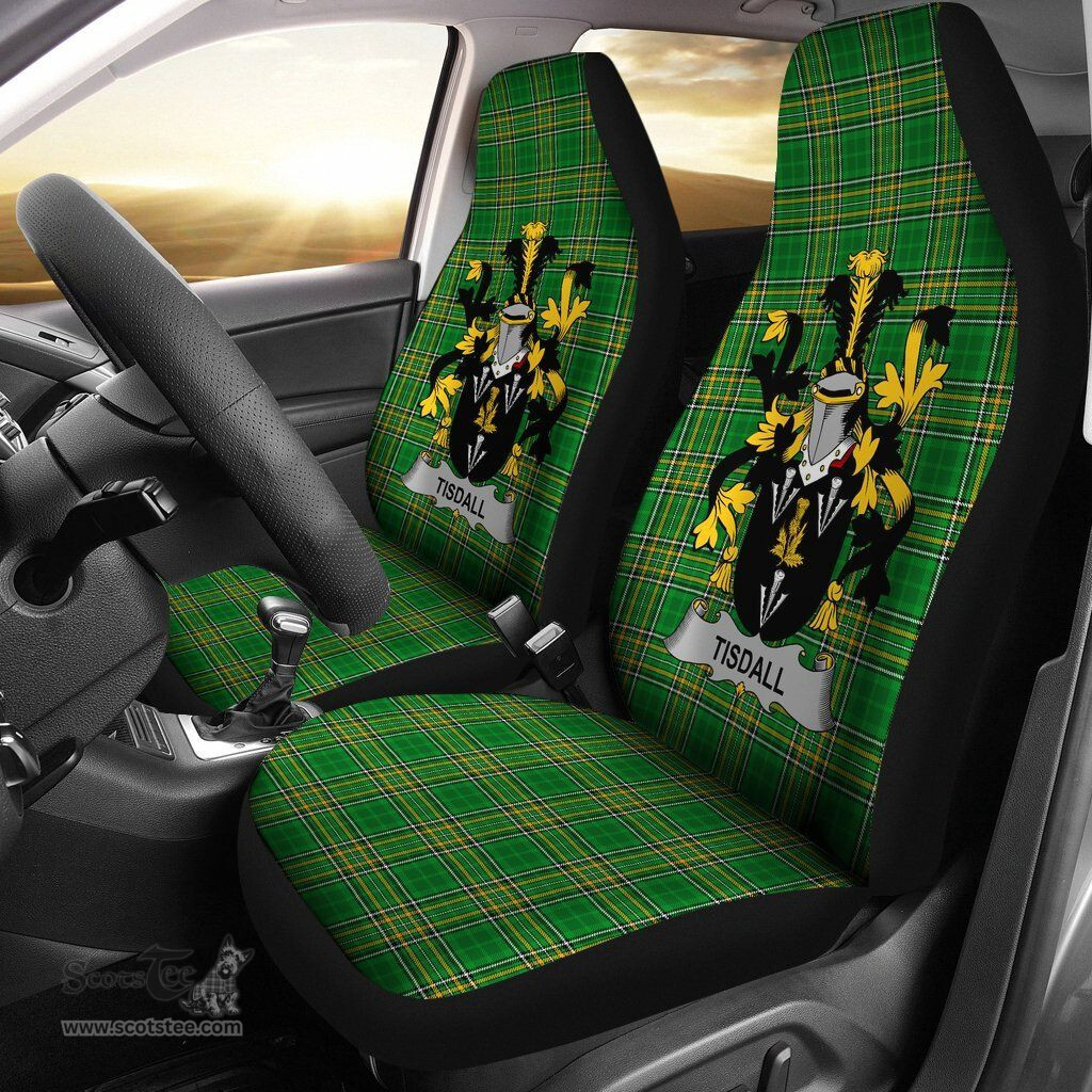 Irish Tisdall or Tisdale Coat of Arms Family Crest Ireland Car Seat Cover Irish National Tartan Irish County Car Seat Cover
